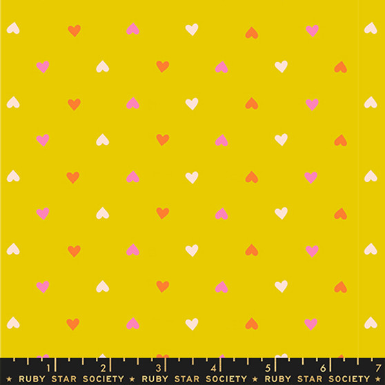 Hearts Golden Hour from the Best Day Ever quilting fabric collection designed by Melody Miller for Ruby Star Society. 100% cotton quilting fabric, ideal for quilting, patchwork and dressmaking RS0091-17