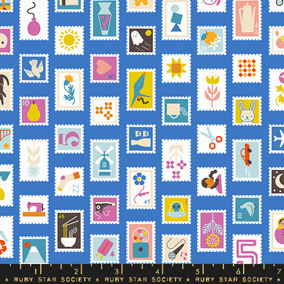 Stampy Lapis from the Salutations quilting fabric collection designed by Rashida Coleman-Hale for Ruby Star Society. 100% cotton quilting fabric, ideal for quilting, patchwork and dressmaking RS1089-14 Stampy Lapis from the Salutations quilting fabric collection designed by Rashida Coleman-Hale for Ruby Star Society. 100% cotton quilting fabric, ideal for quilting, patchwork and dressmaking RS1089-14