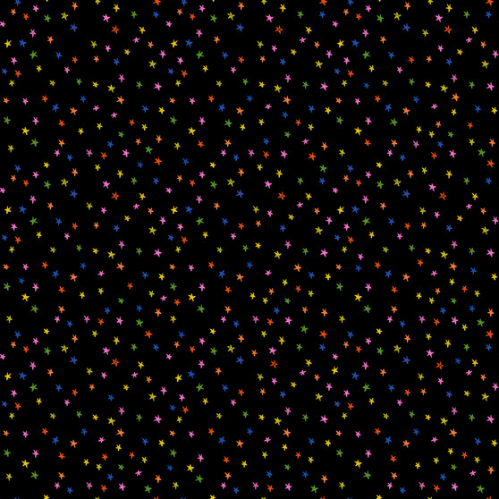 Mini Starry Black Vivid Rainbow from the Starry quilting fabric collection by Ruby Star Society. 100% cotton quilting fabric, ideal for quilting, patchwork and dressmaking RS4110-63