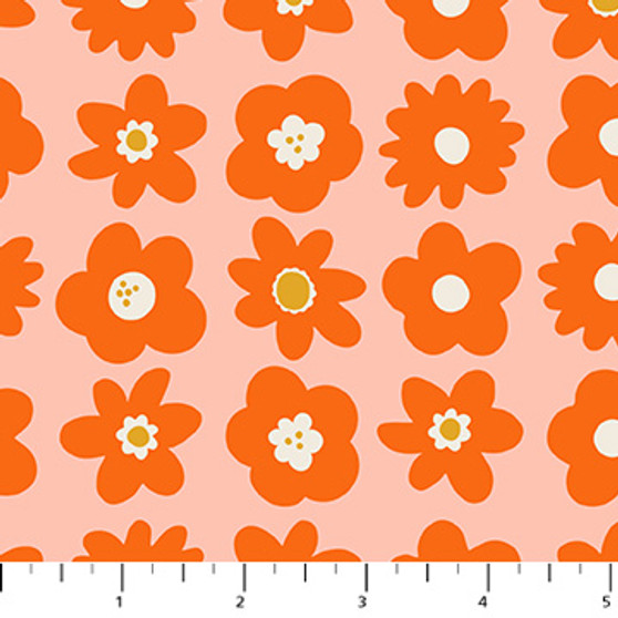 Blooms Orange from the Joyful June collection designed by Sarah Hearts for Figo Fabrics. 100% medium weight quilting cotton ideal for quilting, patchwork and dressmaking 91116-56