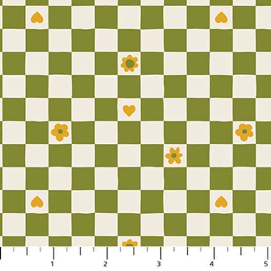 Checks Green from the Joyful June collection designed by Sarah Hearts for Figo Fabrics. 100% medium weight quilting cotton ideal for quilting, patchwork and dressmaking 91115-60