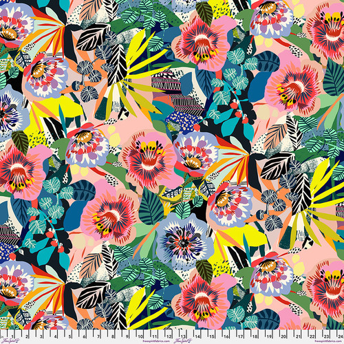 Summer Garden Multi from the Vibrant Botanica quilting fabric collection designed by Kitty McCall for FreeSpirit Fabrics. 100% cotton quilting fabric, ideal for quilting, patchwork and dressmaking PWKC001.MULTI