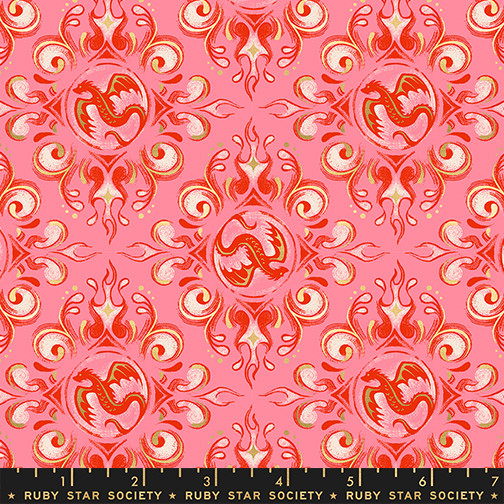 Emblem Poinsettia from the Fire Glow quilting fabric collection designed by Sarah Watts for Ruby Star Society. 100% cotton quilting fabric, ideal for quilting, patchwork and dressmaking RS2136-12M