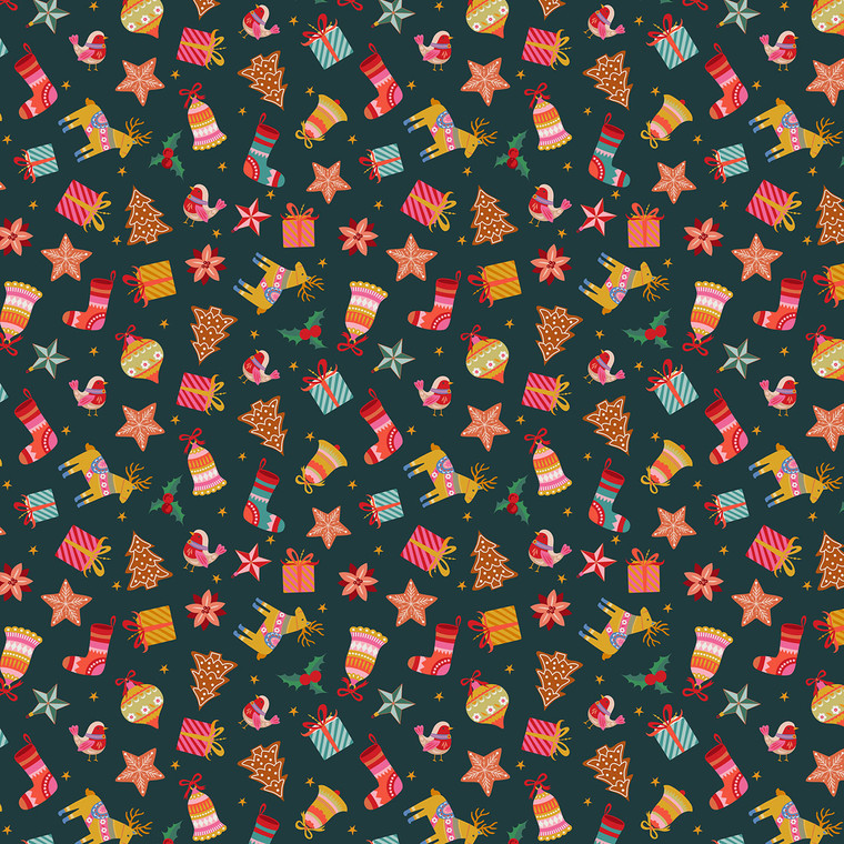Mini Magic from the Deck The Halls Christmas quilting fabric collection designed by Geetanjali Behera for Thread and Ink Design. 100% cotton quilting fabric, ideal for quilting, patchwork and dressmaking DECK1068