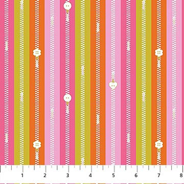 Zippers Orange from the Bits and Bobs collection designed by Sarah Hearts for Figo Fabrics. 100% medium weight quilting cotton ideal for quilting, patchwork and dressmaking 91267-56
