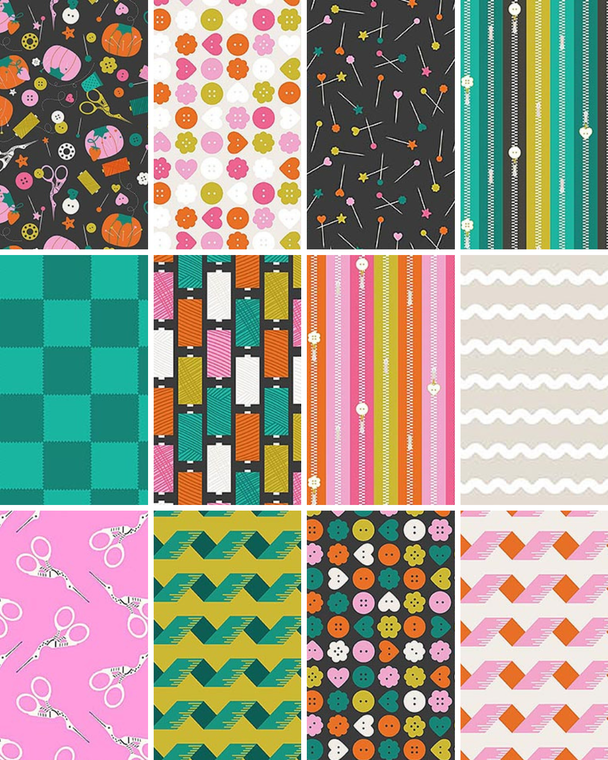 Bits and Bobs Fat Quarter Bundle. 100% lightweight quilting cotton ideal for quilting, patchwork and dressmaking