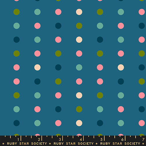 Swatch Dots Teal from the Corsage quilting fabric collection designed by Jen Hewett for Ruby Star Society. 100% cotton quilting fabric, ideal for quilting, patchwork and dressmaking RS6064-17