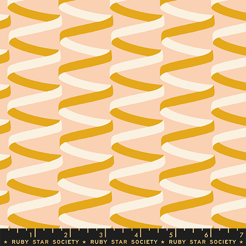 Ribbons Creamsicle from the Corsage quilting fabric collection designed by Jen Hewett for Ruby Star Society. 100% cotton quilting fabric, ideal for quilting, patchwork and dressmaking RS6063-11