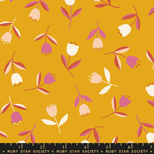 Tiny Tulips Goldenrod from the Corsage quilting fabric collection designed by Jen Hewett for Ruby Star Society. 100% cotton quilting fabric, ideal for quilting, patchwork and dressmaking RS6060-12