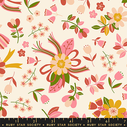 Nosegay Natural from the Corsage quilting fabric collection designed by Jen Hewett for Ruby Star Society. 100% cotton quilting fabric, ideal for quilting, patchwork and dressmaking RS6059-12