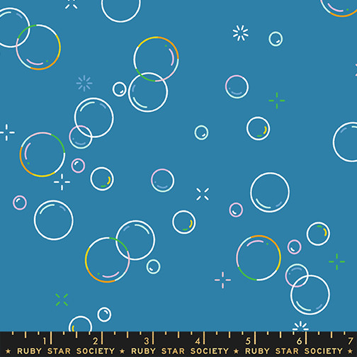 Bubbly Parachute Blue from the Float quilting fabric collection designed by Rashida Coleman-Hale for Ruby Star Society. 100% cotton quilting fabric, ideal for quilting, patchwork and dressmaking RS1146-19