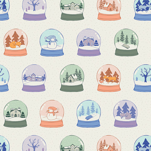 Snowglobes Scenes from the Frost and Fir Christmas quilting fabric collection designed by The Sewcial Bee Collective for Art Gallery Fabrics. 100% cotton quilting fabric, ideal for quilting, patchwork and dressmaking SBCFF3130