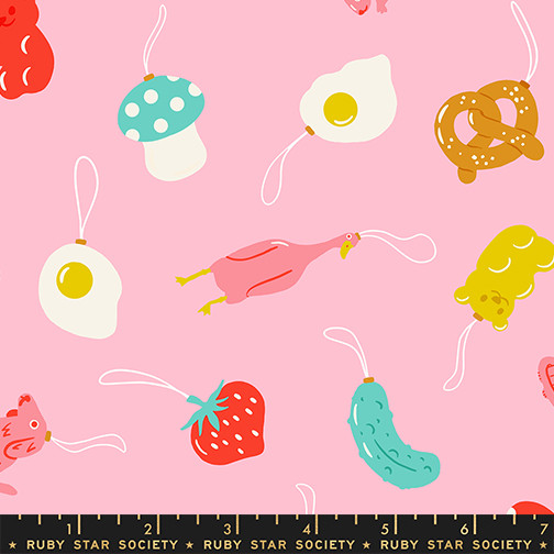 Find the Pickle Melody Pink from the Merry Happy Christmas quilting fabric collection designed by Kimberly Kight for Ruby Star Society. 100% cotton quilting fabric, ideal for quilting, patchwork and dressmaking RS3097-11