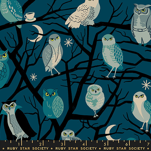 Who Cooks For You Galaxy from the Freaky Familiars quilting fabric collection by Ruby Star Society. 100% cotton quilting fabric, ideal for quilting, patchwork and dressmaking RS5190-12