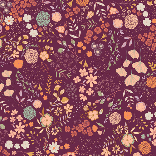 Blooming Ground Five from the Crafting Magic fabric collection designed by Maureen Cracknell for Art Gallery Fabrics. 100% OEKO-TEX Certified Standard Quilting and Patchwork Cotton Fabric TRB5007