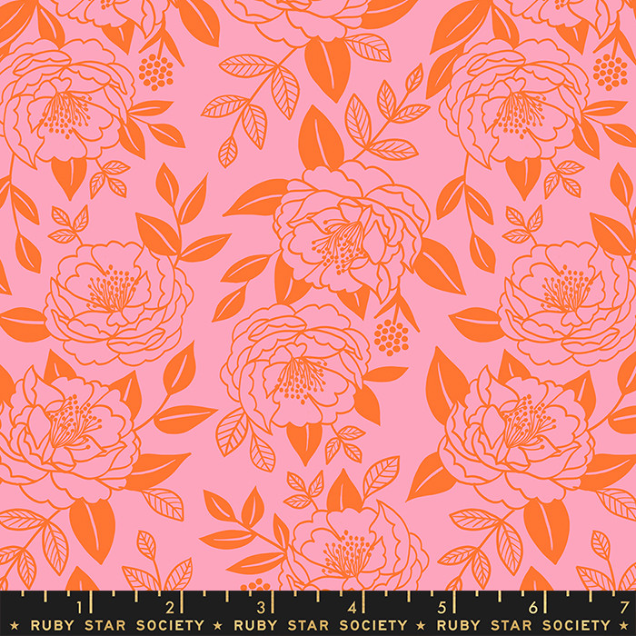 Garden Glow Azalea from the Rise and Shine quilting fabric collection by Ruby Star Society. 100% cotton quilting fabric, ideal for quilting, patchwork and dressmaking RS0079-12