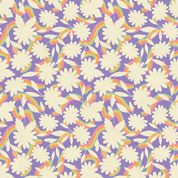 Rainbow Dreams Purple from the Lighter Than Air quilting fabric collection designed by Seek to Spring for Paintbrush Studio Fabrics (PBS Fabrics). 100% cotton quilting fabric, ideal for quilting, patchwork and dressmaking 120-23714