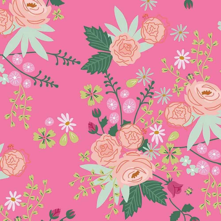 New Dawn Main Hot Pink from the New Dawn collection designed by Citrus and Mint Designs for Riley Blake Designs.  100% Cotton, perfect for patchwork, quilting and dressmaking C9850-HOTPINK