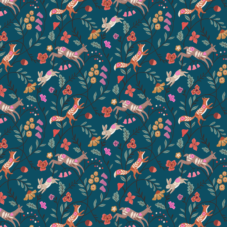 Autumn Trail from the Wild Folk fabric collection designed by Bethan Janine for Dashwood Studio. 100% OEKO-TEX Certified Standard Quilting and Patchwork Cotton Fabric WFLK2539