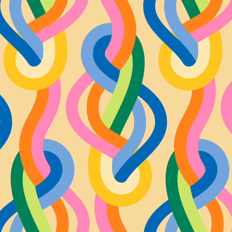 Knotted Luminous Multi from the Groove collection designed by Emily Von Hoff for Moda Fabrics. 100% lightweight quilting cotton ideal for quilting, patchwork and dressmaking 42370-13