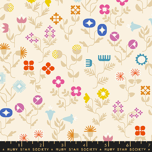 Forget Me Not Natural from the Salutations quilting fabric collection designed by Rashida Coleman-Hale for Ruby Star Society. 100% cotton quilting fabric, ideal for quilting, patchwork and dressmaking RS1092-11