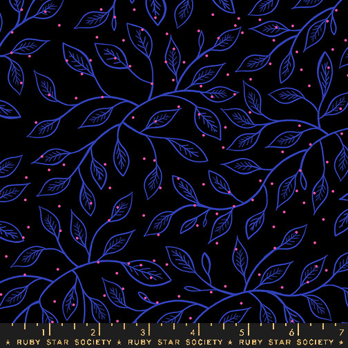 Wandering Vine Black from the Glow Garden quilting fabric collection designed by Sarah Watts for Ruby Star Society. 100% cotton quilting fabric, ideal for quilting, patchwork and dressmaking RS2118-14N