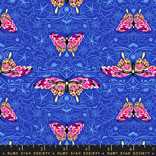 Morning Moth Blacklight from the Glow Garden quilting fabric collection designed by Sarah Watts for Ruby Star Society. 100% cotton quilting fabric, ideal for quilting, patchwork and dressmaking RS2116-16N