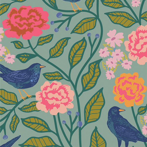 Blackbird Aviary from the Starling quilting fabric collection designed by Maureen Cracknell for Art Gallery Fabrics. 100% cotton quilting fabric, ideal for quilting, patchwork and dressmaking AGFSTR88900