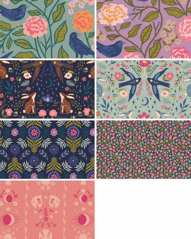 Starling Fat Quarter Bundle. 100% lightweight quilting cotton ideal for quilting, patchwork and dressmaking