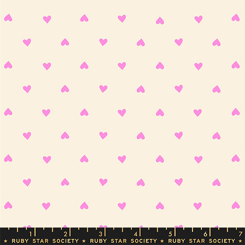 Hearts Neon Pink from the Trinketry quilting fabric collection designed by Melody Miller for Ruby Star Society. 100% cotton quilting fabric, ideal for quilting, patchwork and dressmaking RS0091-22