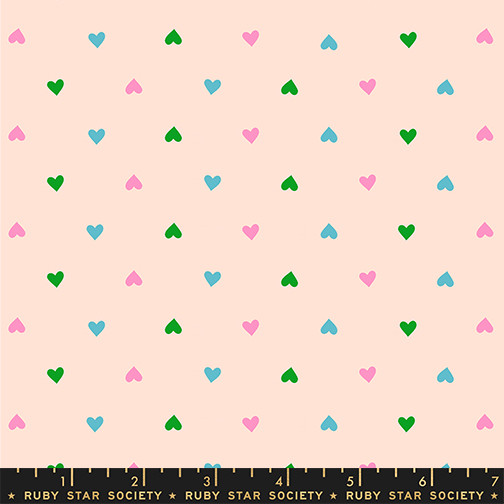 Hearts Peach Cream from the Best Day Ever quilting fabric collection designed by Melody Miller for Ruby Star Society. 100% cotton quilting fabric, ideal for quilting, patchwork and dressmaking RS0091-18