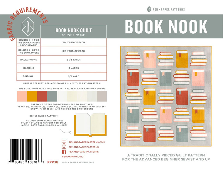 Book Nook Quilt Pattern by Pen + Paper Patterns