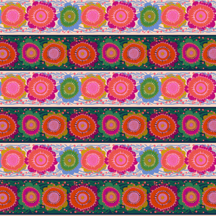 Line Dance Spunky from the Perennial Borders quilting fabric collection designed by Anna Maria Textiles for Northcott. 100% cotton quilting fabric, ideal for quilting, patchwork and dressmaking AMT135-86C