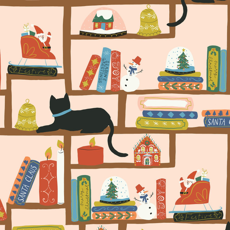 Christmas Shelves from the Tinsel Time quilting fabric collection designed by Louise Cunningham for Cloud9 Fabrics. 100% organic cotton quilting fabric, ideal for quilting, patchwork and dressmaking 227521