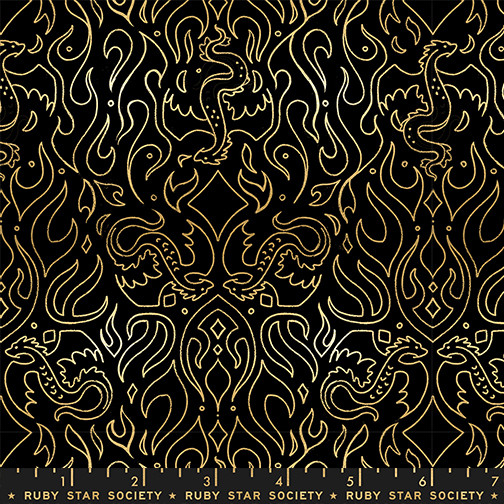 Scribe Black from the Fire Glow quilting fabric collection designed by Sarah Watts for Ruby Star Society. 100% cotton quilting fabric, ideal for quilting, patchwork and dressmaking RS2137-15M