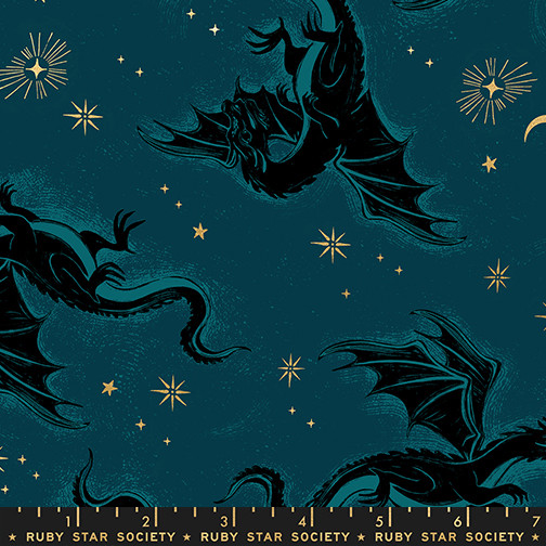 Etched Dragons Galaxy from the Fire Glow quilting fabric collection designed by Sarah Watts for Ruby Star Society. 100% cotton quilting fabric, ideal for quilting, patchwork and dressmaking RS2131-14M