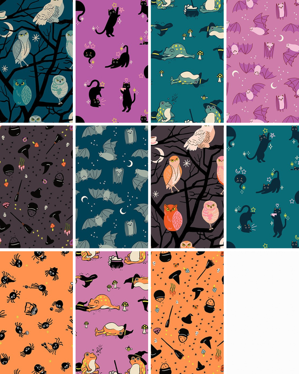 Freaky Familiars fat quarter bundle by Ruby Star Society. 100% cotton quilting fabric, ideal for quilting, patchwork and dressmaking