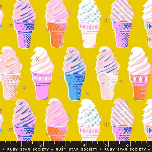 Ice Cream Golden Hour from the Best Day Ever quilting fabric collection designed by Melody Miller for Ruby Star Society. 100% cotton quilting fabric, ideal for quilting, patchwork and dressmaking RS0105-13M