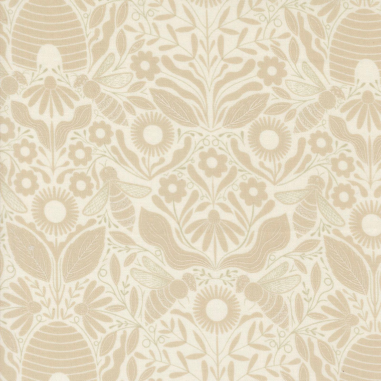 Beehive Demask Porcelain from the Bee Garden collection designed by Gingiber for Moda Fabrics. 100% lightweight quilting cotton ideal for quilting, patchwork and dressmaking 548414-11
