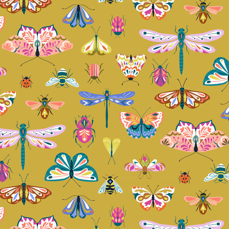 Flutter By from the Lucky Charms quilting fabric collection designed by Bethan Janine for Thread and Ink Design. 100% cotton quilting fabric, ideal for quilting, patchwork and dressmaking LUCK1006