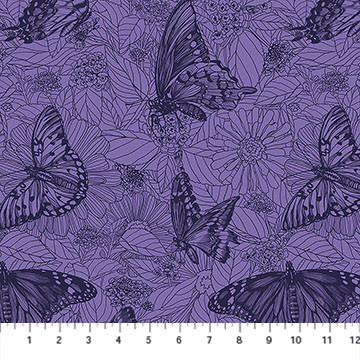 Butterflies Purple from the Indelible Ink quilting fabric collection designed by Anna Maria Textiles for Northcott. 100% cotton quilting fabric, ideal for quilting, patchwork and dressmaking AMT1006-63V