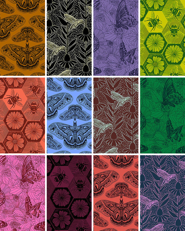 Indelible Ink Full Fat Quarter Bundle. 100% lightweight quilting cotton ideal for quilting, patchwork and dressmaking