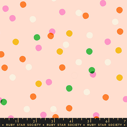 Spritz Peach Blossom from the Sparkle Mart quilting fabric collection designed by Melody Miller for Ruby Star Society. 100% cotton quilting fabric, ideal for quilting, patchwork and dressmaking RS0123-15