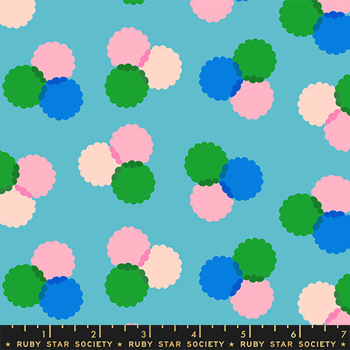Puffs Dark Turquoise from the Sparkle Mart quilting fabric collection designed by Melody Miller for Ruby Star Society. 100% cotton quilting fabric, ideal for quilting, patchwork and dressmaking RS0122-13