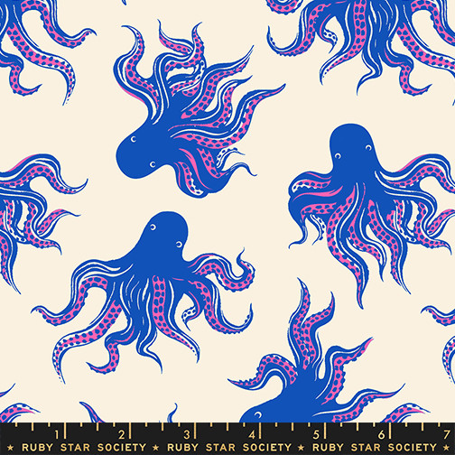 Mystery Food Blue Ribbon from the Ink Shop quilting fabric collection designed by Sarah Watts for Ruby Star Society. 100% cotton quilting fabric, ideal for quilting, patchwork and dressmaking RS2144-15