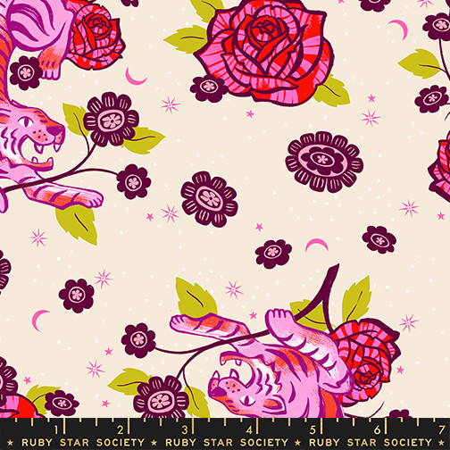Tiger Rose Shell from the Ink Shop quilting fabric collection designed by Sarah Watts for Ruby Star Society. 100% cotton quilting fabric, ideal for quilting, patchwork and dressmaking RS2143-11