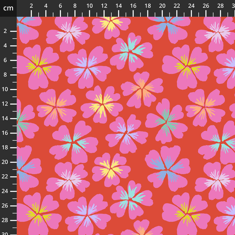 Petals Red from the Kaffe Fassett Collective quilting fabric collection designed by Kaffe Fassett for FreeSpirit Fabrics. 100% cotton quilting fabric, ideal for quilting, patchwork and dressmaking PWGP201.RED