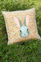 Bunny pillow made using GRH14404 Flowery Meadows Pale from the Grow and Harvest quilting fabric collection by Art Gallery Fabrics. 100% cotton quilting fabric, ideal for quilting, patchwork and dressmaking