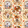 PWMC033.XCREAM Autumn Wreaths Cream from the Autumn Friends quilting fabric collection designed by Mia Charro for FreeSpirit Fabrics. 100% cotton quilting fabric, ideal for quilting, patchwork and dressmaking
