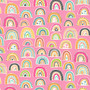 Rainbows Pink from the In the Jungle quilting fabric collection by Makower UK. 100% cotton quilting fabric, ideal for quilting, patchwork and dressmaking TP-2605-P
